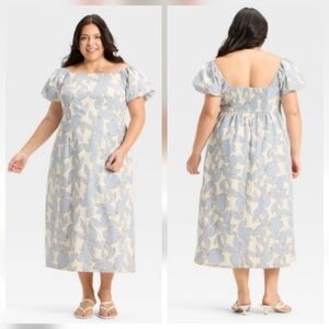 A New Day Puff Short-Sleeve Floral Maxi Dress - size XXL